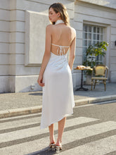 Cowl Neck Backless Tie Ruched Prom Dress